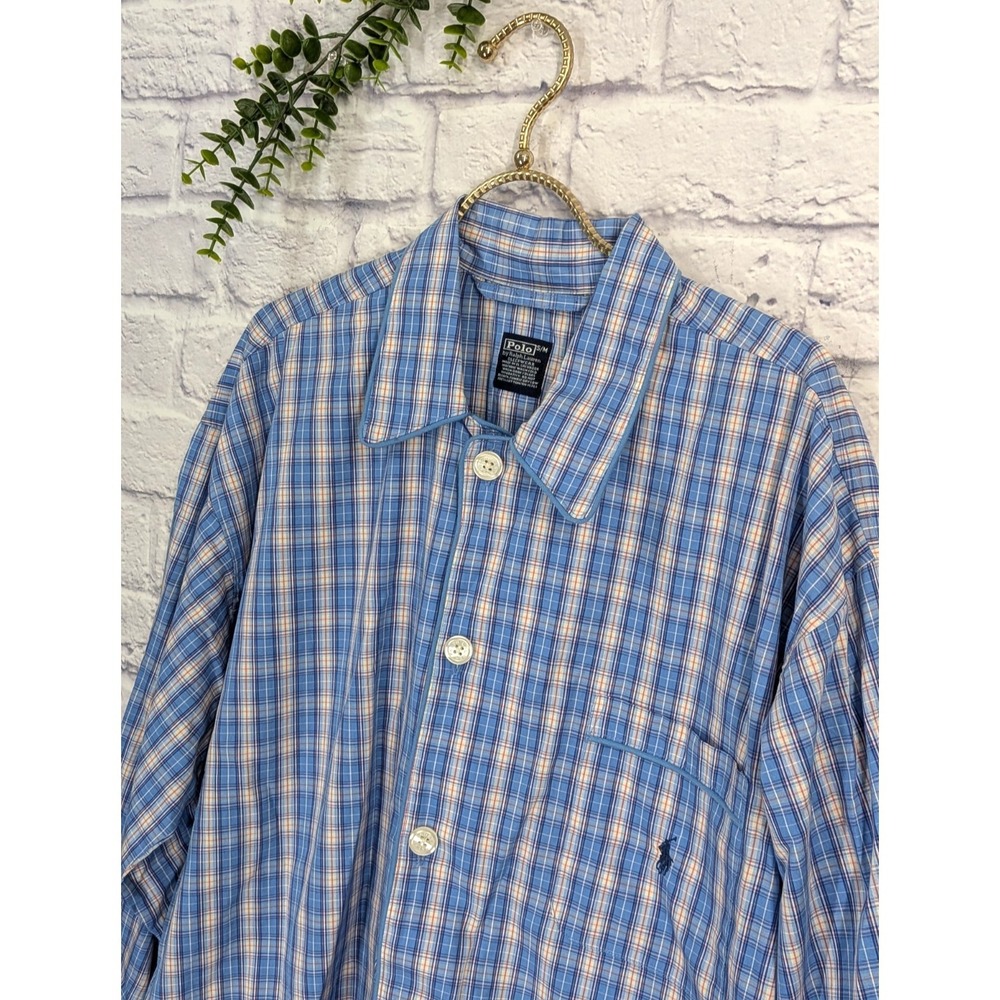 SINGLE STITCH😍Vntg Polo Ralph Lauren S/M Sleepwear Shirt Pajama Cotton Lounge